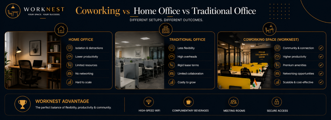 Coworking vs Home Office vs Traditional Office
