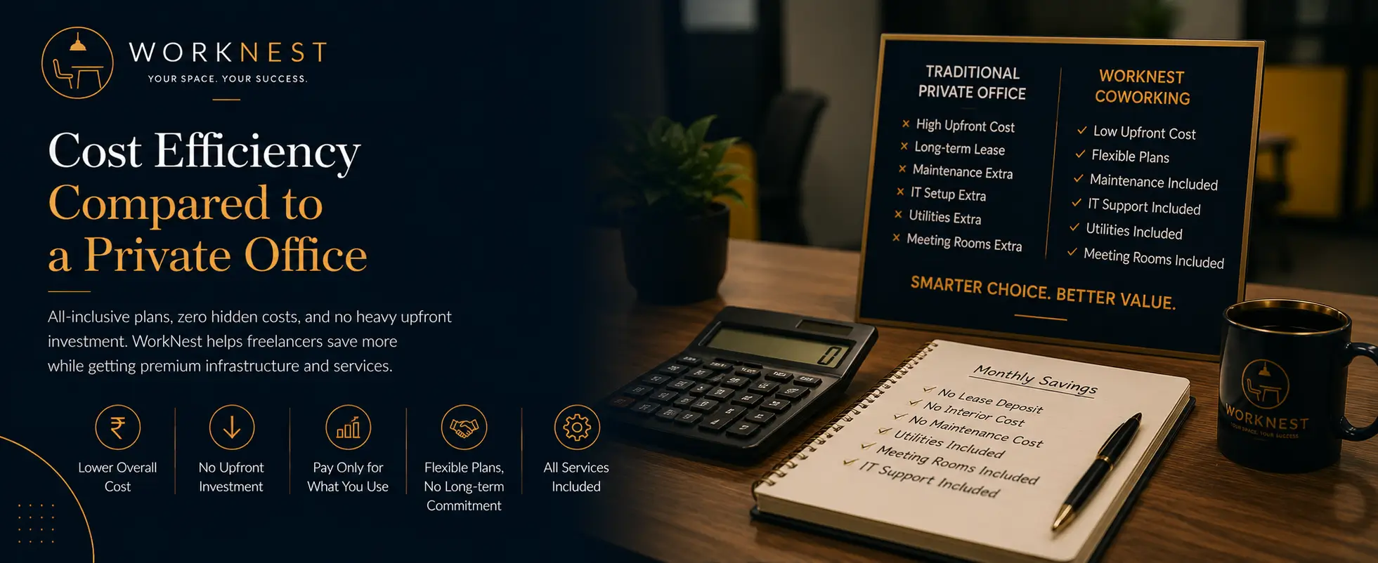 cost efficiency compared to a private office