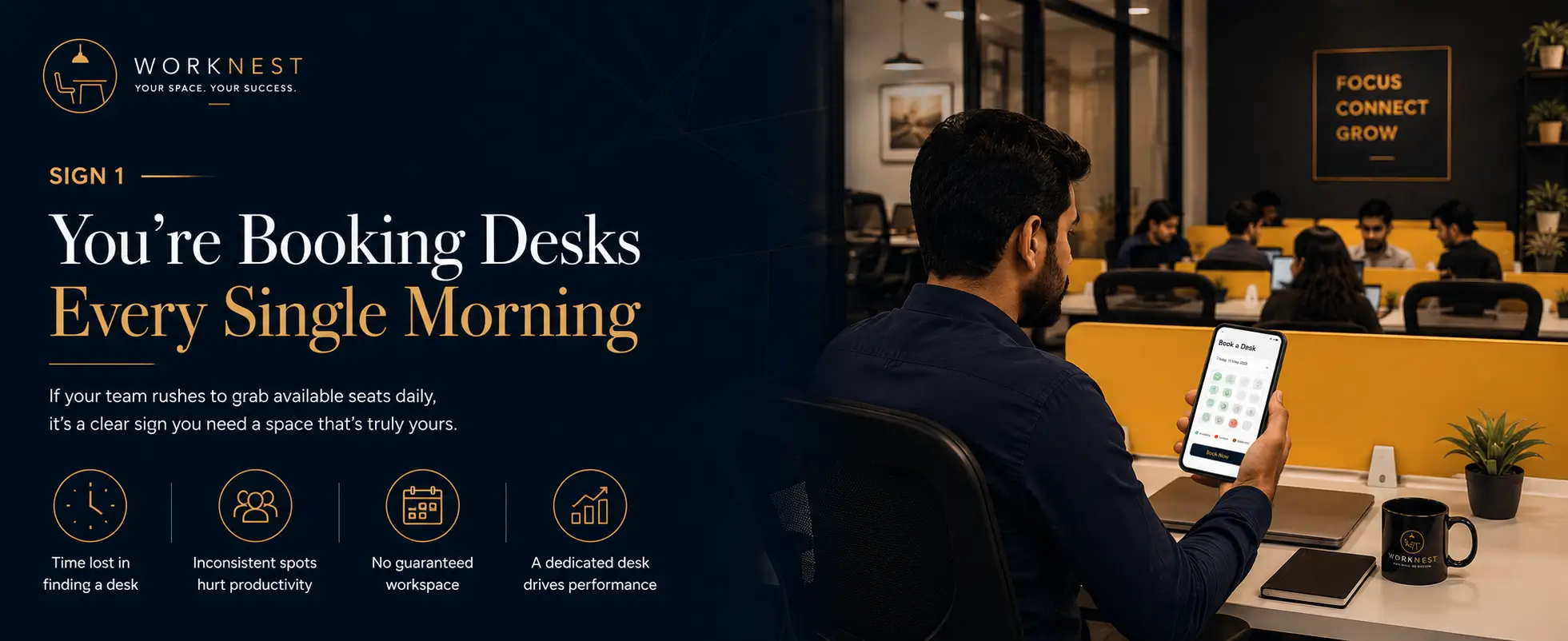 sign 1 you're booking desks every single Morning
